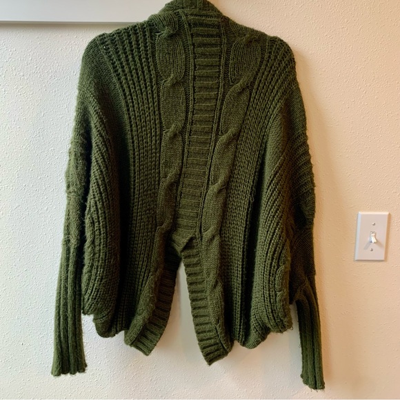 Free people Eis Los Angeles green Open Knit Cacoon Duster Sweater Cardigan M - Picture 2 of 3